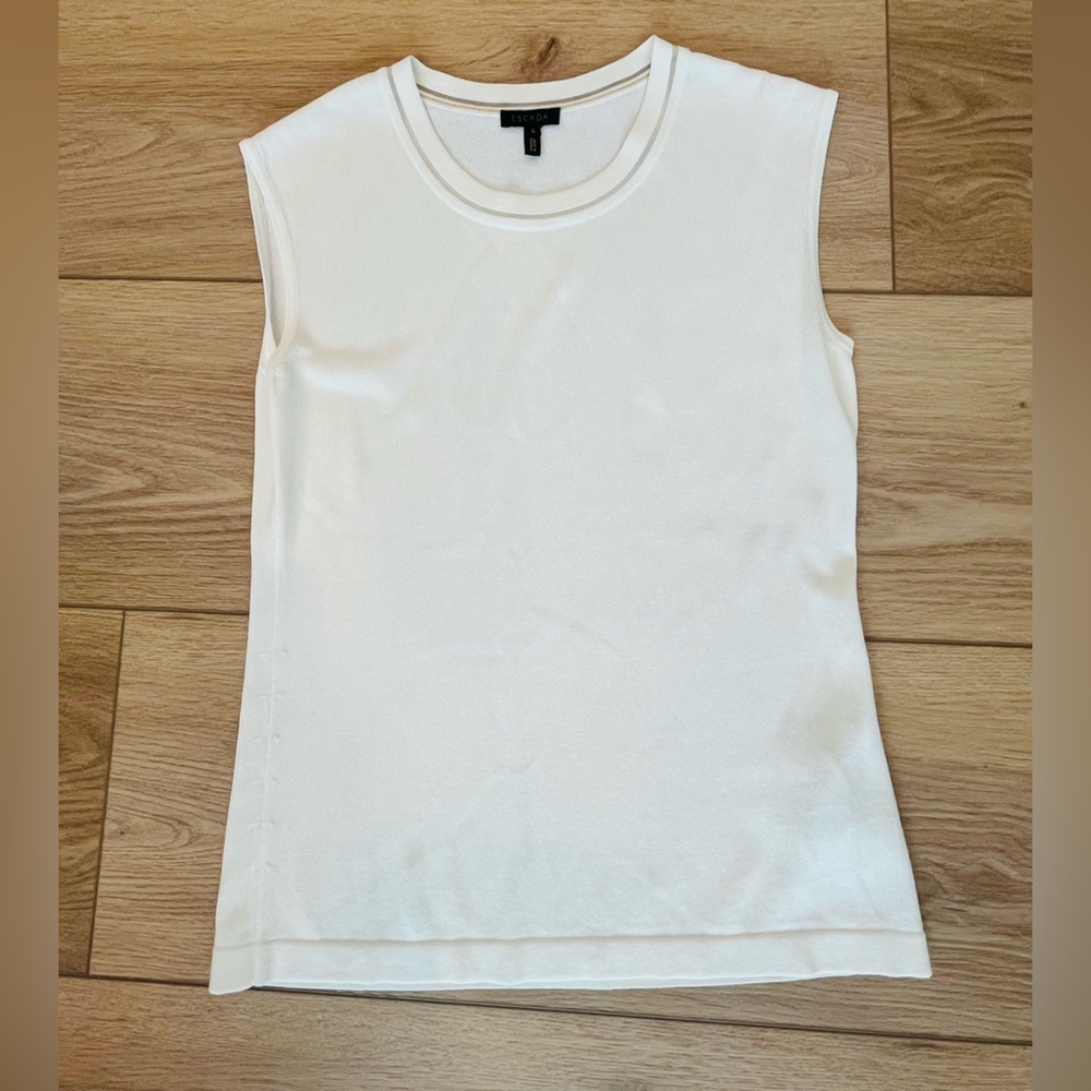 Escada White Knit Tank Top